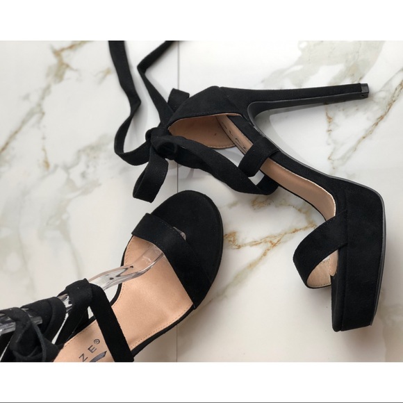 Glaze Shoes - Black Tie-up Heels